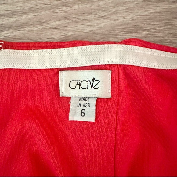 Vintage Cache Mini Cocktail Dress 90s Short Red Rhinestone One Shoulder Size 6 - Picture 8 of 10